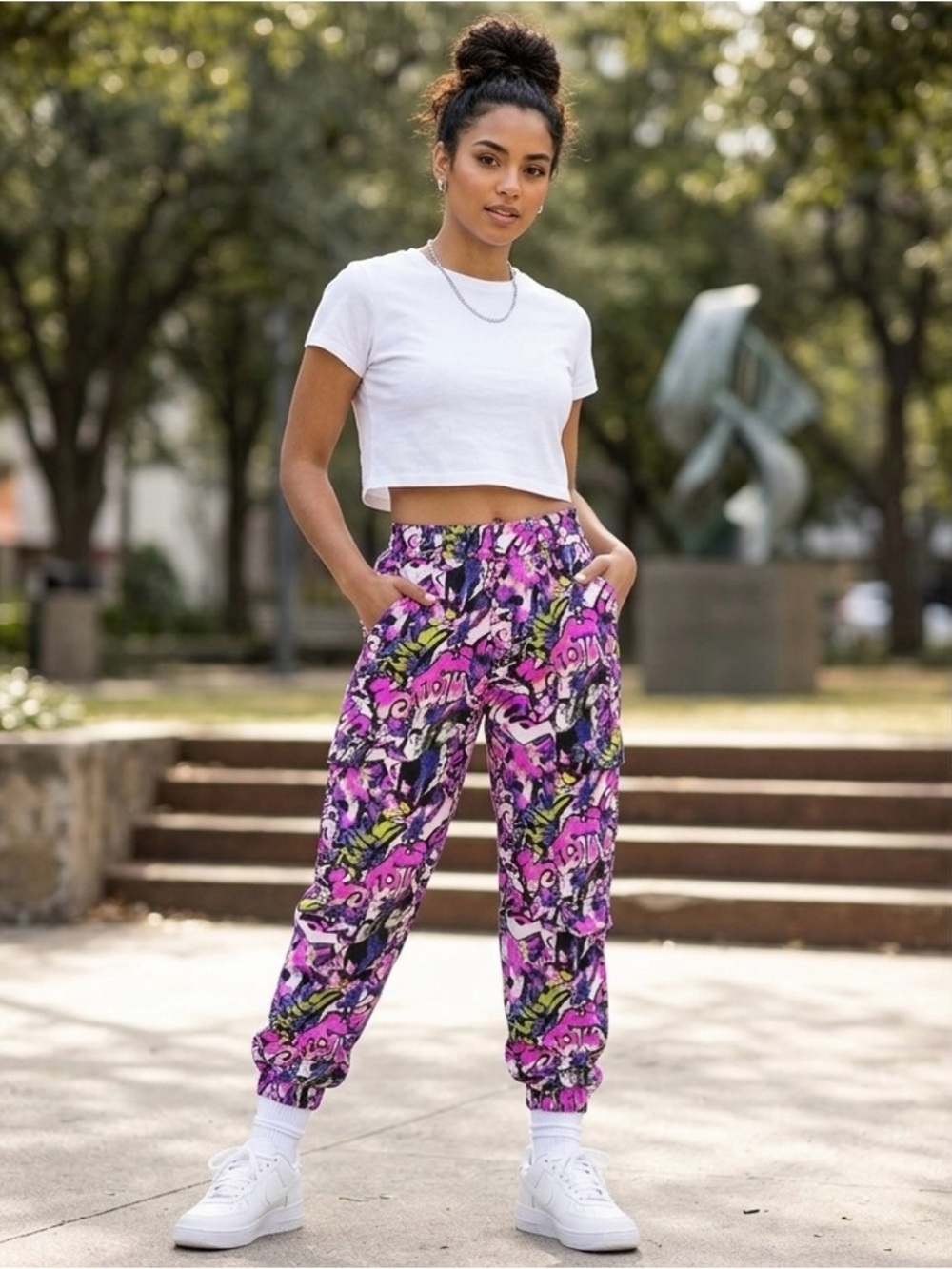 VIP Vintage High Rise Graffiti Streetwear Cargo Style Jogger Pants